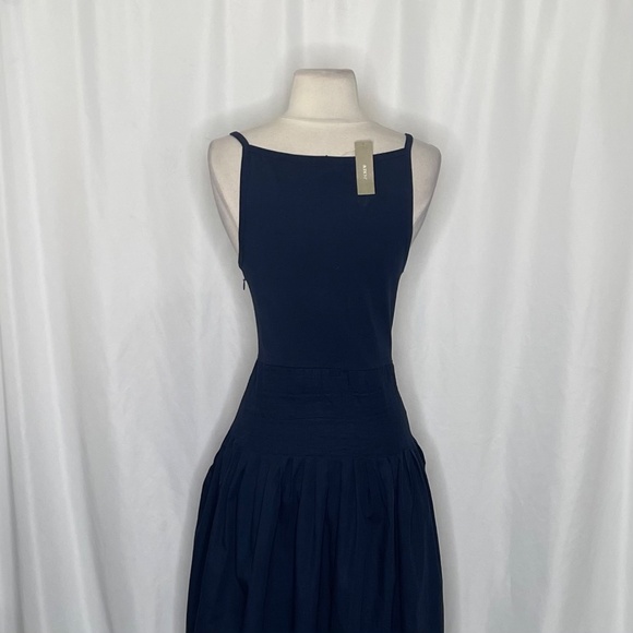 NWT! J. CREW Pintuck Mixy Tank Dress Solid Navy Blue Midi Pleated Preppy Medium - Picture 10 of 15